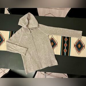 Anthropologie Hooded Cashmere Zippered Cardigan XS Light Biege